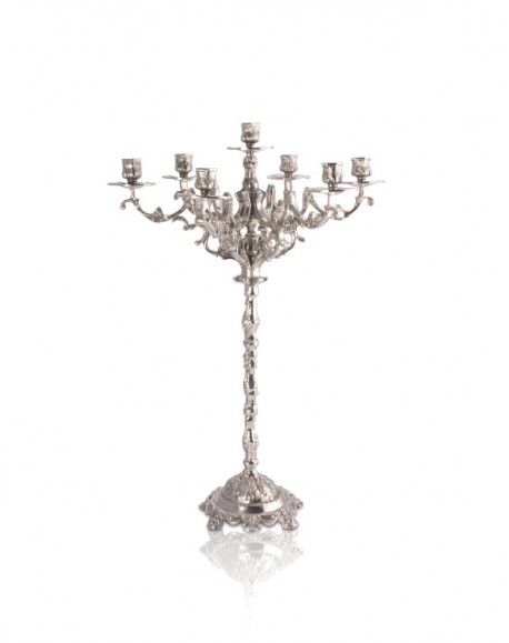 Candelabro Trabalhado p/ 7 Velas Prata Apolo 73cm