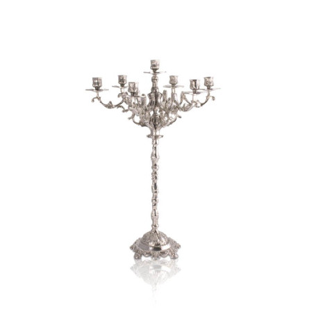 Candelabro Trabalhado p/ 7 Velas Prata Apolo 73cm