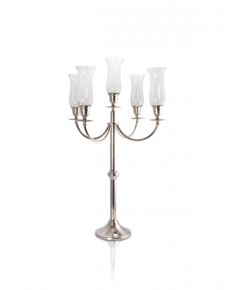 Candelabro Liso p/ 5 Velas Prata Apolo 73cm