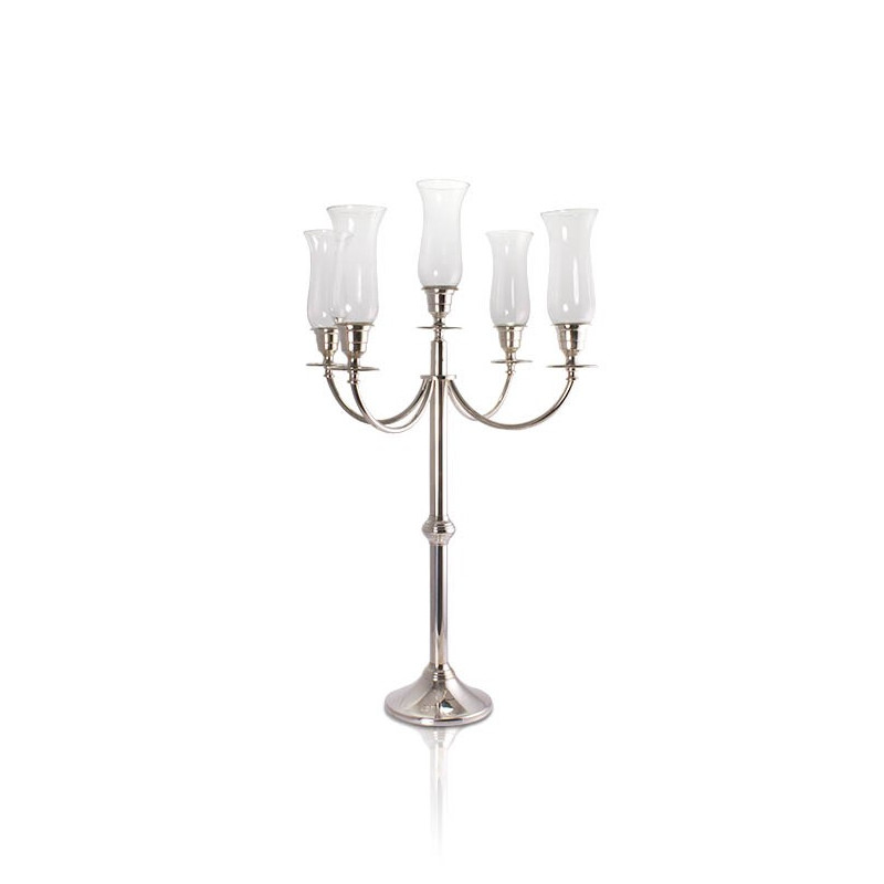 Candelabro Liso p/ 5 Velas Prata Apolo 73cm