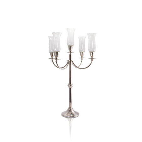 Candelabro Liso p/ 5 Velas Prata Apolo 73cm