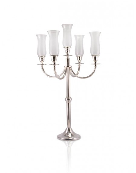 Candelabro Estriado p/ 5 Velas Prata Apolo 73cm