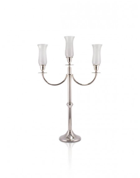 Candelabro Estriado 3 Velas Prata Apolo 73cm