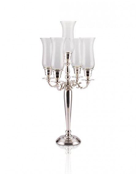 Candelabro Apolo p/ 5 Velas Prata Apolo 55cm