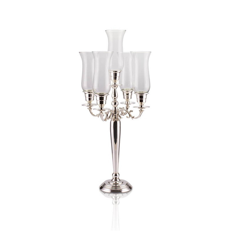 Candelabro Apolo p/ 5 Velas Prata Apolo 55cm