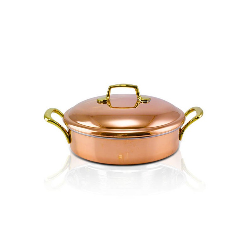 Caçarola Fundo Reto 2 Alças e Tampa Cobre Apolo Ø21 x 8cm