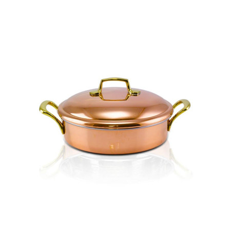 Caçarola Fundo Reto 2 Alças e Tampa Cobre Apolo Ø21 x 8cm