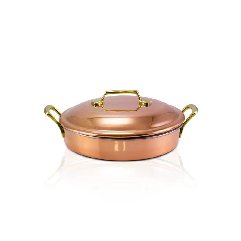 Caçarola Fundo Reto 2 Alças e Tampa Cobre Apolo Ø27 x 9cm