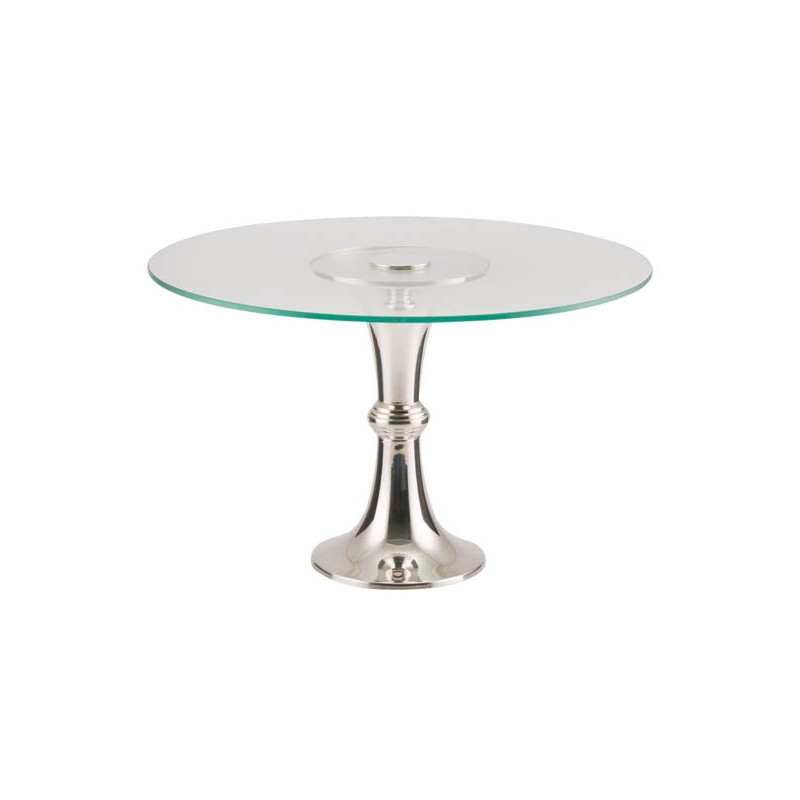 Doceira Casablanca Red. c/ Vidro Ø45cm Base Prata Apolo