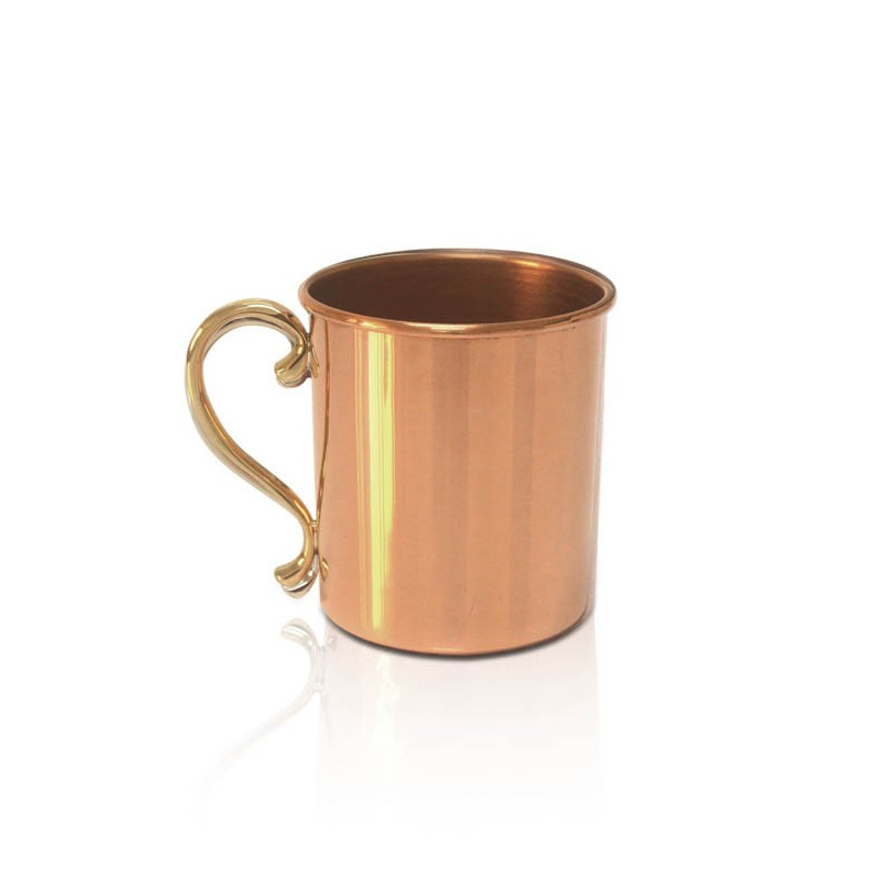 Caneca Reta em Cobre c/ Alça Dourada 9x9cm - 550ml