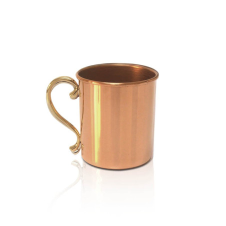 Caneca Reta em Cobre c/ Alça Dourada 9x9cm - 550ml