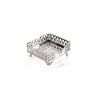 Porta Guardanapo Quadrado Prata Apolo c/ Grade e Pés 12cm