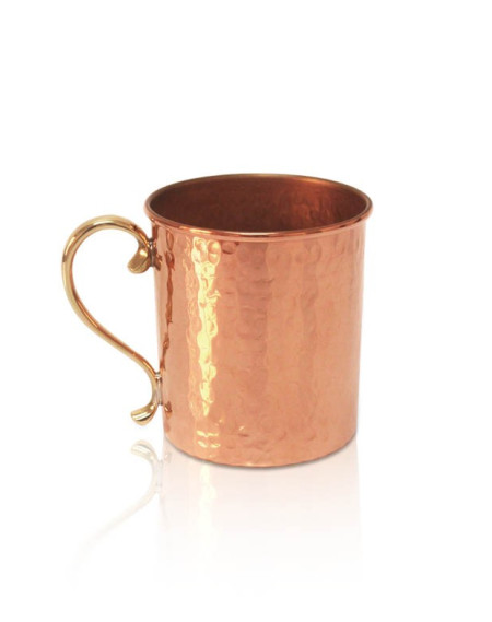 Caneca Martelada em Cobre com Alça Dourada