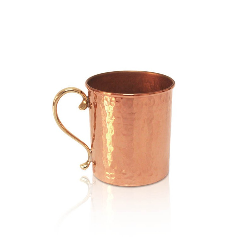 Caneca Martelada em Cobre com Alça Dourada