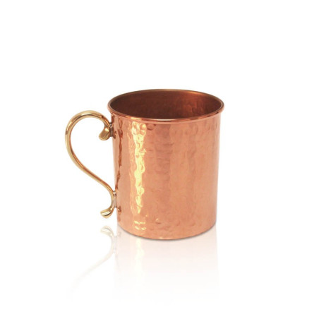 Caneca Martelada em Cobre com Alça Dourada