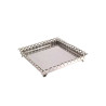 Bandeja Quadrada Lisa c/ Grade e Pés Prata Apolo 30x30cm