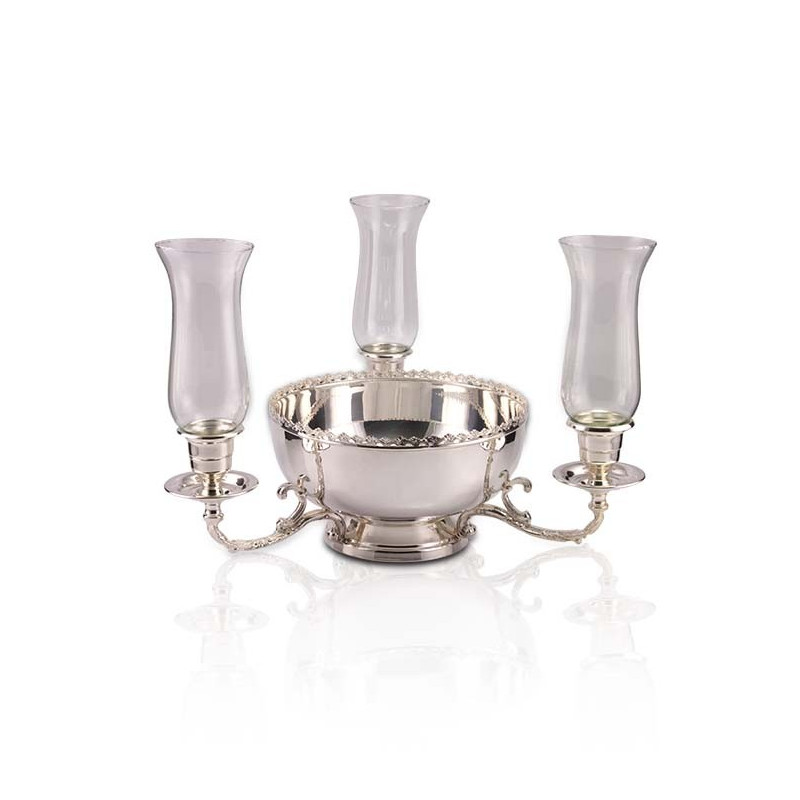 Centro Mesa Floreira c/ 3 Mangas Vidro Prata Apolo 18cm