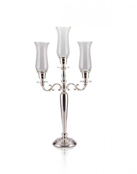 Candelabro Apolo p/ 3 Velas Prata Apolo 55cm