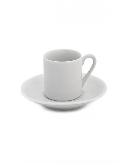 Xícara Café c/ Pires Tradicional Porcelana Branca Geni 55ml