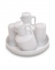 Conjunto Galheteiro com 5 Peças Porcelana Branca Geni