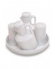 Conjunto Galheteiro com 5 Peças Porcelana Branca Geni
