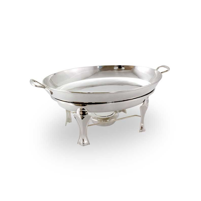 Rechaud Oval Banho Maria médio Prata Apolo 47x35x22cm Alt