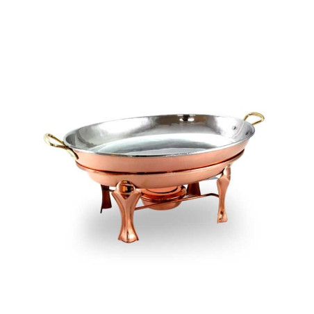 Rechaud Oval Banho Maria médio Cobre Apolo 47x35x22cm Alt