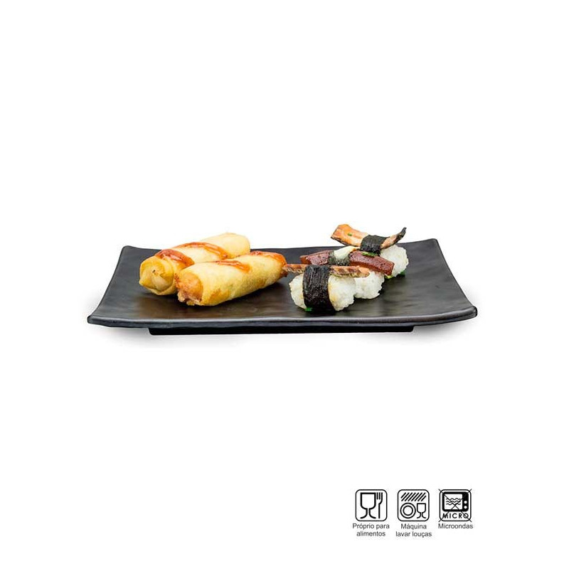 Travessa Sushi-Sashimi Retangular Melamina Profissional 25cm