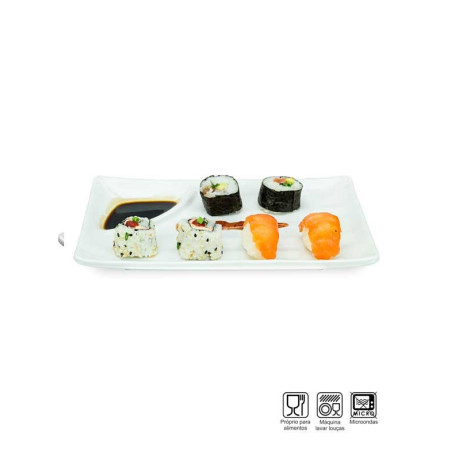 Prato Sushi-Sashimi com Porta Shoyu Melamina Profissional 25cm