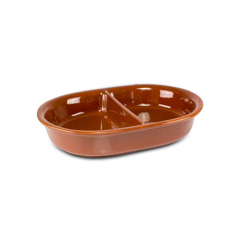 Travessa Oval Alta com 1 Divisória Cerâmica 42cm