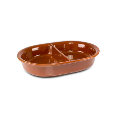 Travessa Oval Alta com 1 Divisória Cerâmica 42cm