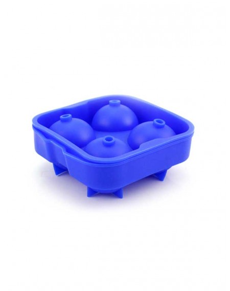 Forma de Gelo em Silicone Esférica 04 Cavidades Azul