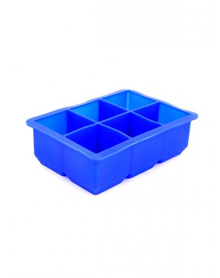 Forma de Gelo Quadrada em Silicone 06 Cavidades Azul