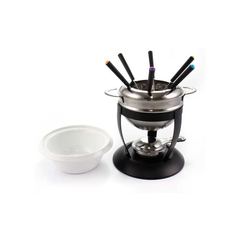 Aparelho de Foundue Aço Inox e Cerâmica 11 pçs