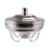 Rechaud Redondo Banho Maria com Cuba Porcelana rasa Prata Apolo 4L
