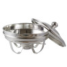 Rechaud Redondo Banho Maria com Cuba Porcelana rasa Prata Apolo 4L