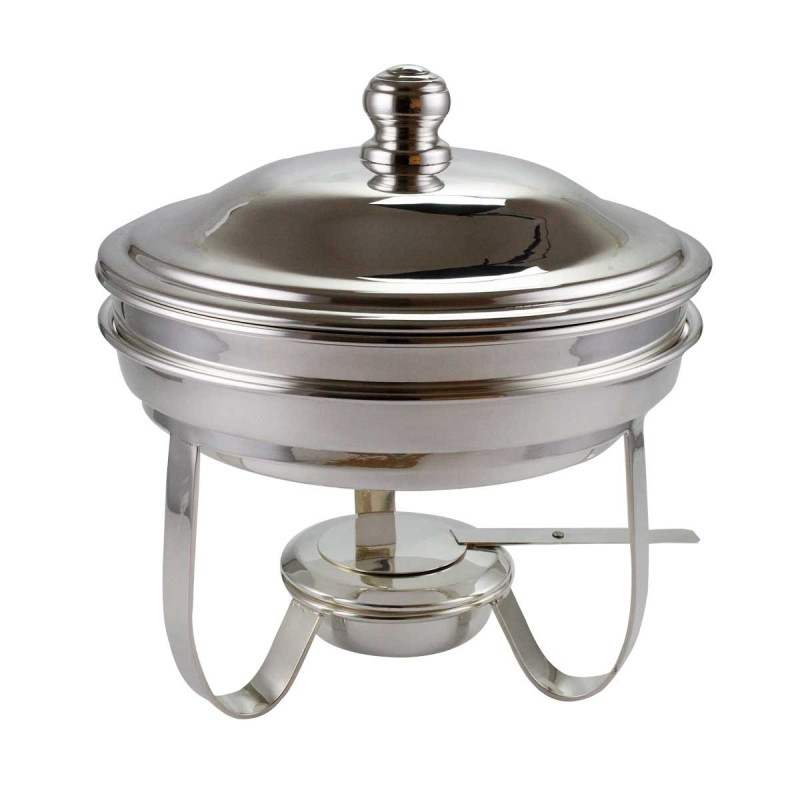 Rechaud Redondo Banho Maria com Cuba Porcelana Prata Apolo 4L