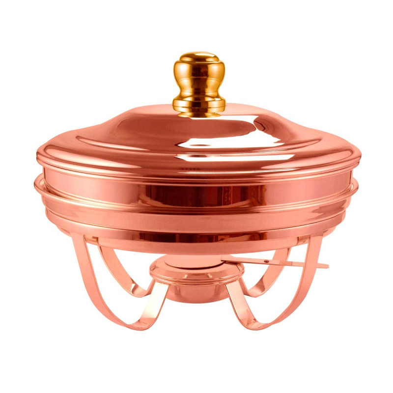 Rechaud Banho Maria Redondo Cobre Apolo com Cuba Porcelana 4L