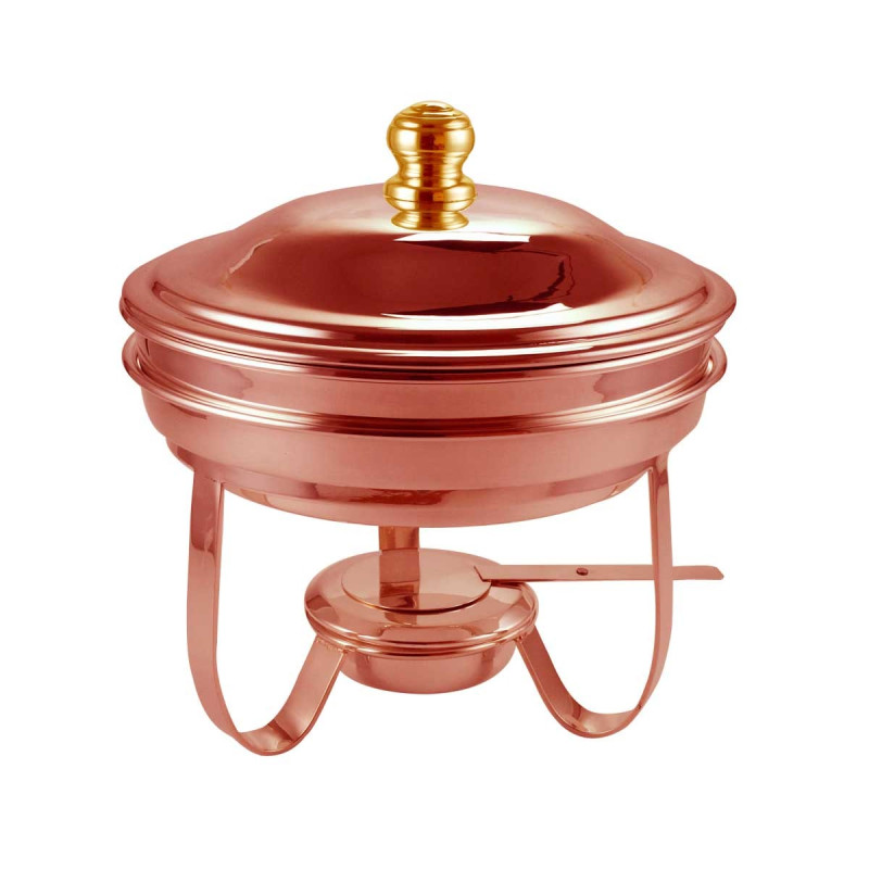 Rechaud Banho Maria Redondo Cobre Apolo com Cuba Porcelana 3L