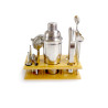 Kit Bartender Inox com Base em Bambu