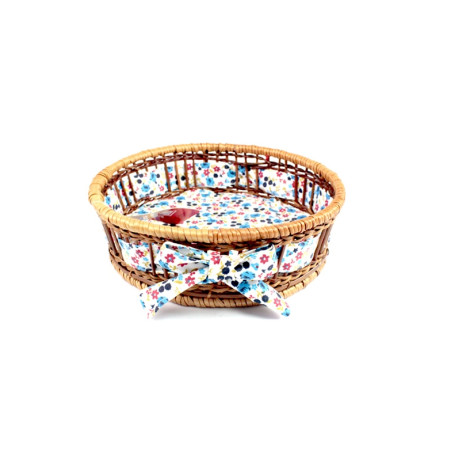 Cesta Redonda com Tecido 23x7cm Azul