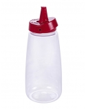 Bisnaga de Plástico Vermelho Flip Transparente 520ml