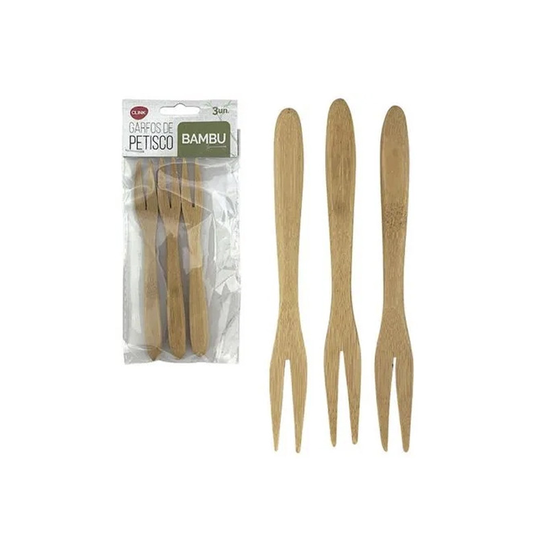 Garfos para Petiscos Kit com 3 peças Bambo Garfos para Petiscos Kit com 3 peças Bambo