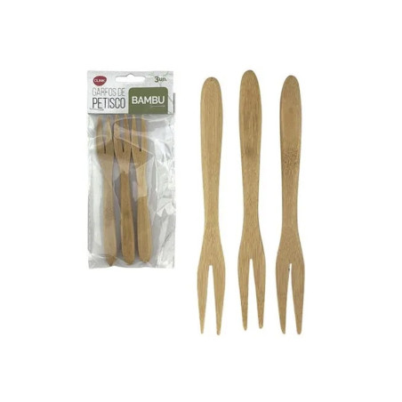 Garfos para Petiscos Kit com 3 peças Bambo