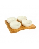 Petisqueira de Bambu e Ceramica 04 pcs