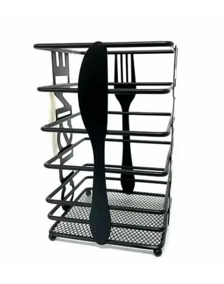 Porta Talher Aco Inox Preto