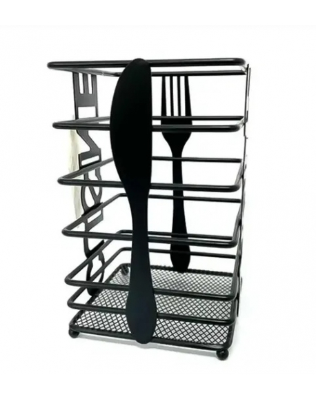 Porta Talher Aco Inox Preto