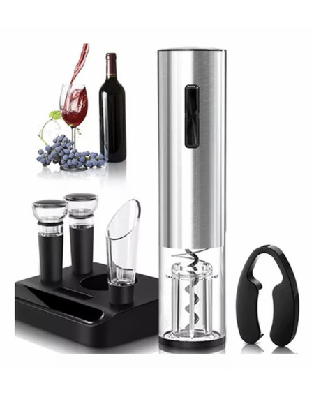 Kit Para vinho Aço Inox e Plastico 06 pcs