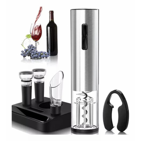 Kit Para vinho Aço Inox e Plastico 06 pcs