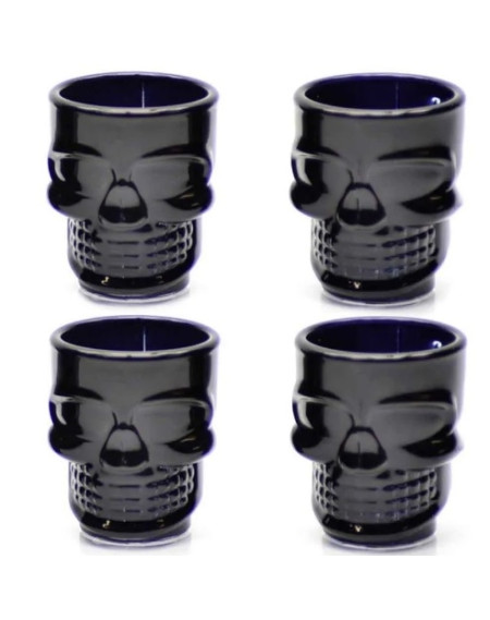 Jg de Copos Caveira Dose Black 42 ml 4 peças